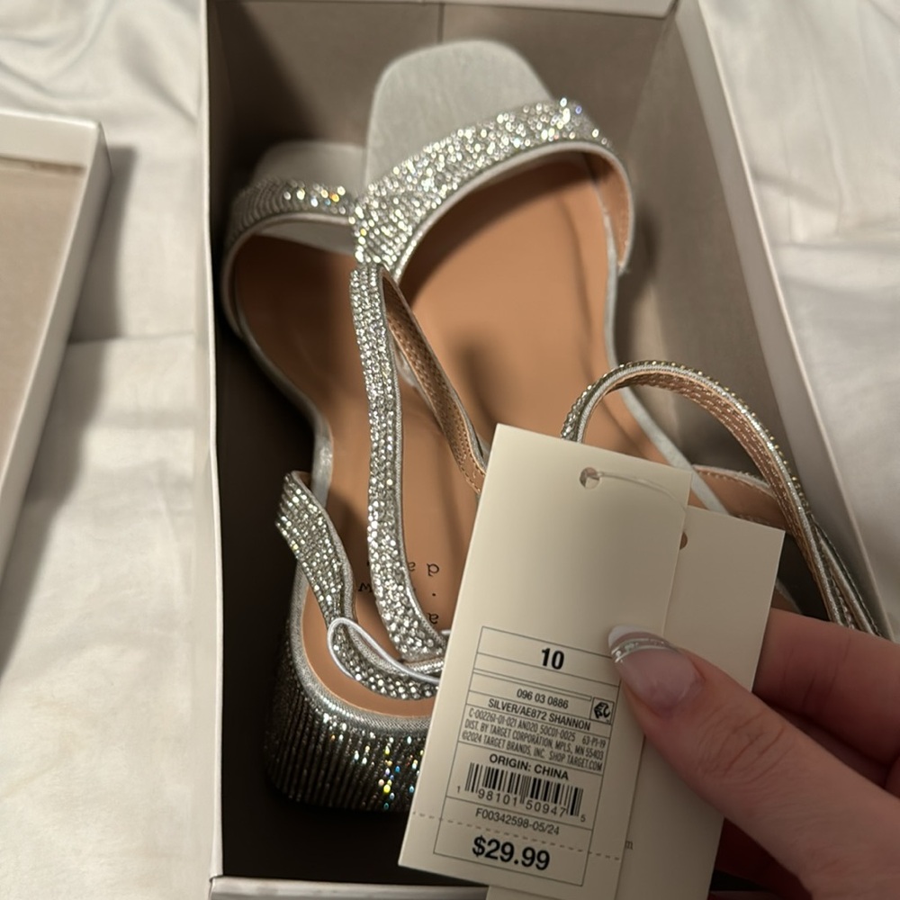 Brand new with tags- silver block heels